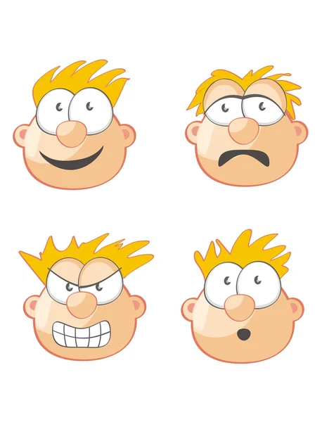 Four Faces and expressions — Stock Vector