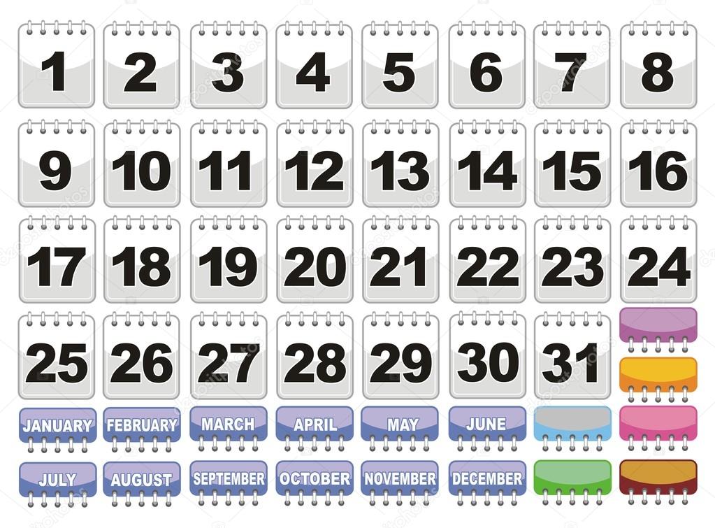 Complete calendar. Icons Set.