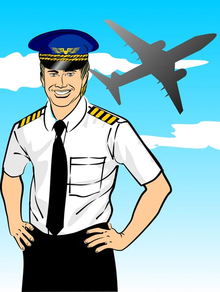 Piloto de aerolínea — Vector de stock