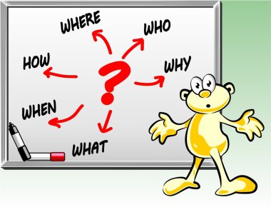Lots of questions on whiteboard clipart