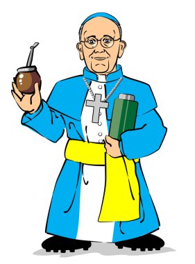 Pope Francis I drinking a mate clipart