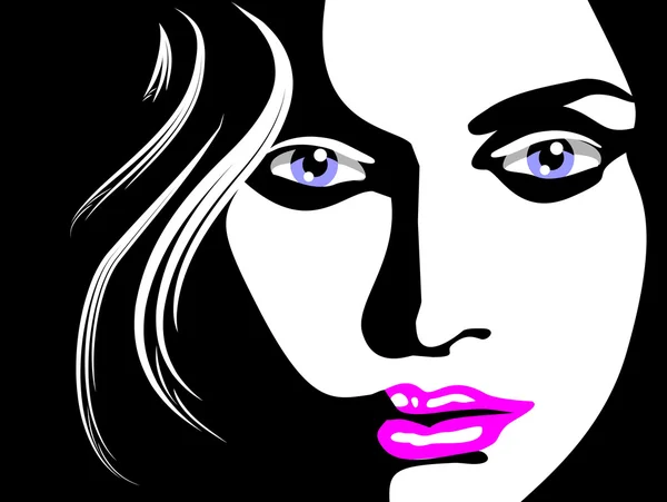 Bosquejo de cara de mujer — Vector de stock