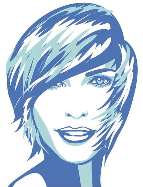 Face of woman with short hair — Stock Vector