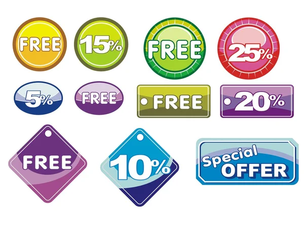 Free icons or buttons for offers — Stock Vector