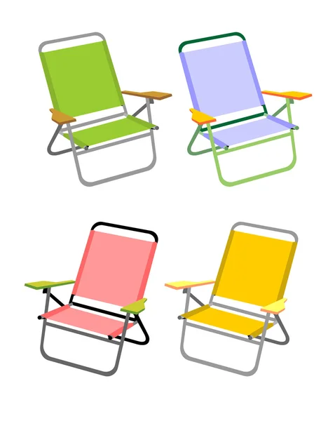 Quatro cadeiras de praia — Vetor de Stock