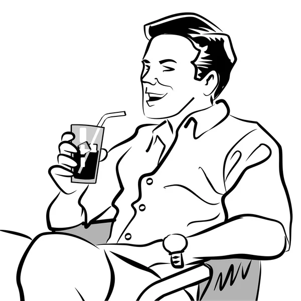 男人喝苏打水 — 图库矢量图片