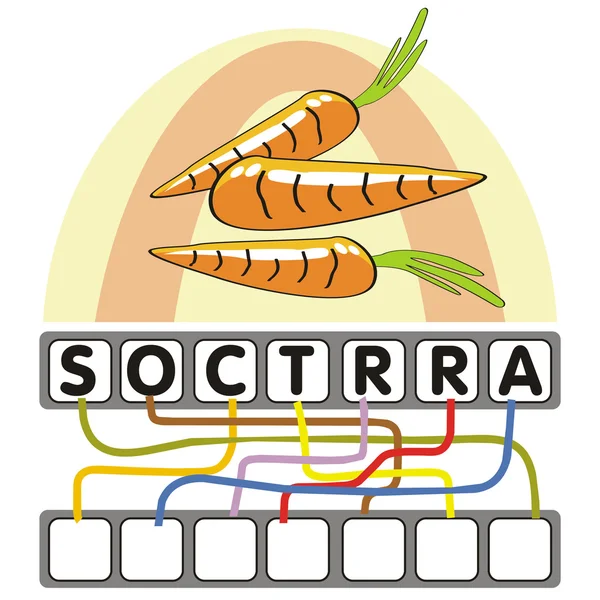 Palabra de juego con las zanahorias — Vector de stock