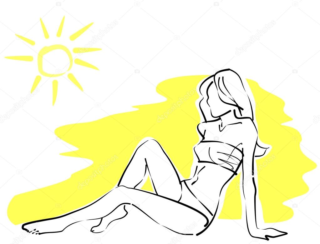 Woman sunbathing on the beach