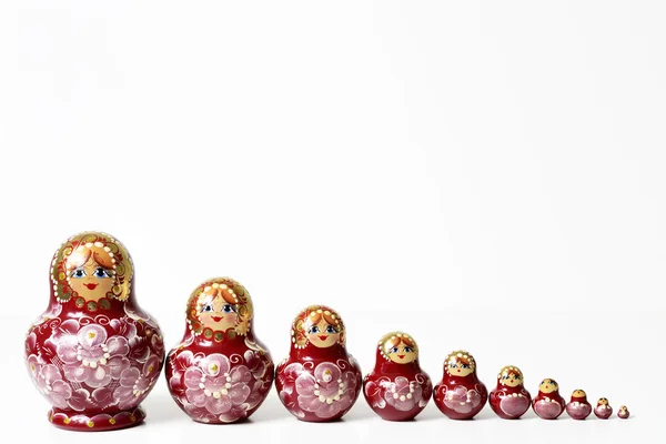 Bambole russe in fila Immagine Stock