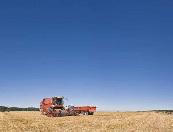 Combine harvester en landbouwgrond — Stockfoto