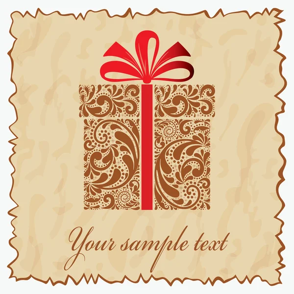 hediye kutusu ile Vintage kartpostal.