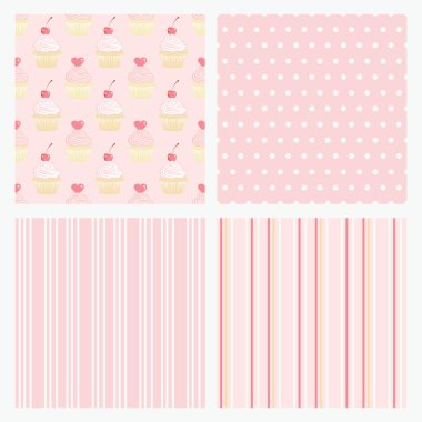 Set pink confectionery seamless background. clipart