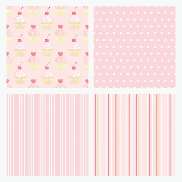 Set pink confectionery seamless background. — Stock Vector