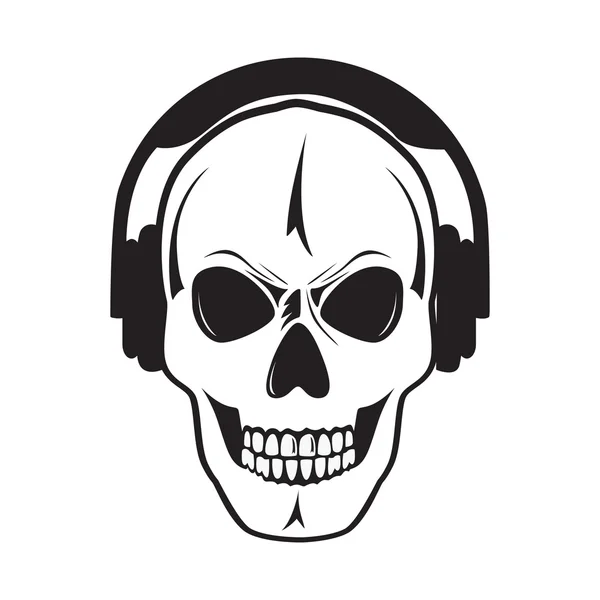 Jolly skull with headphones. Isolated object.