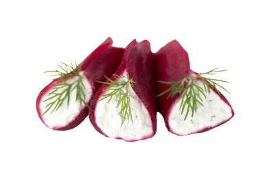pancar meze ile baharatlı peynir beyaz b üzerinde doldurma