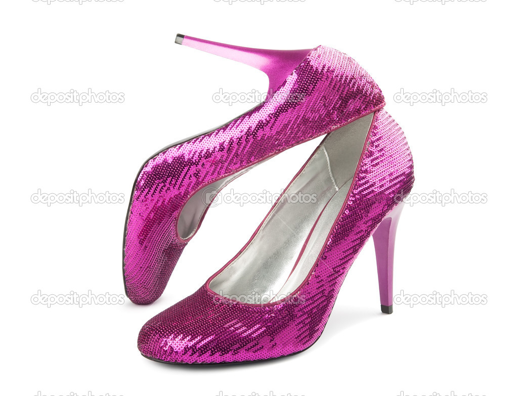 Female shoes on a high heel, isolated on a white background