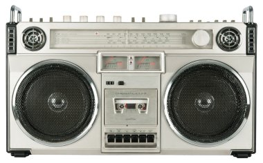 vintage radyo kaset kaydedici üzerinde beyaz izole