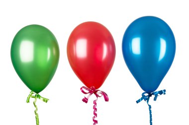 Beyaz arka plan üzerinde izole hava ile şişirilen balonlar