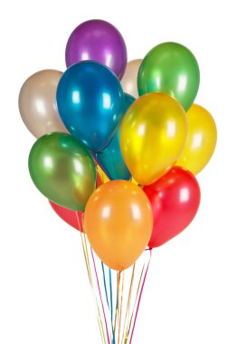 Beyaz arkaplanda izole edilmiş renkli balonlar