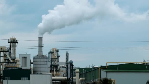 Vervuiling Rook Uit Een Industriële Schoorsteen Industriepijpen Vervuilen Atmosfeer Met — Stockvideo