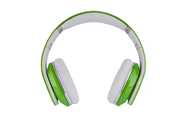 Green headphones on white background — Stock Photo, Image