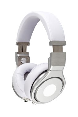 Beyaz arka planda beyaz kulaklıklar