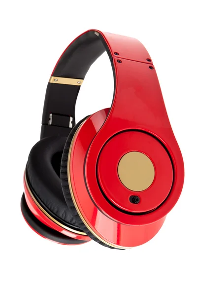 Red headphones on white background — Stock Photo, Image