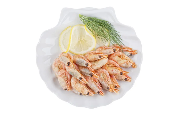 Grilled shrimps on the white plate — Stock Photo, Image