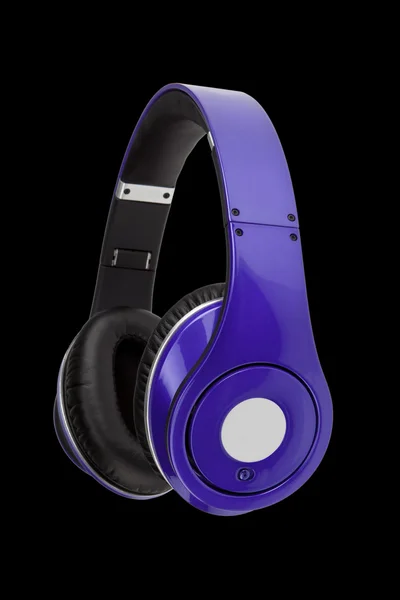 Blue headphones isolated on a black background — Stock Photo, Image
