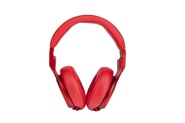 Червоні навушники ізольовані на білому тлі — стокове фото