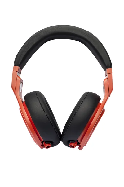 Red headphones on white background — Stock Photo, Image