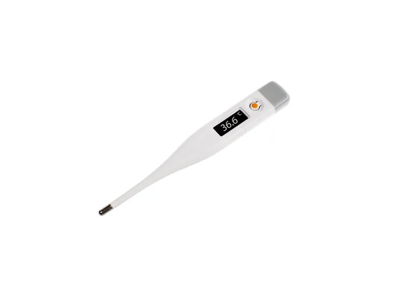 Electronic thermometer with temperature on display. Isolated on the white background — Stock Photo, Image