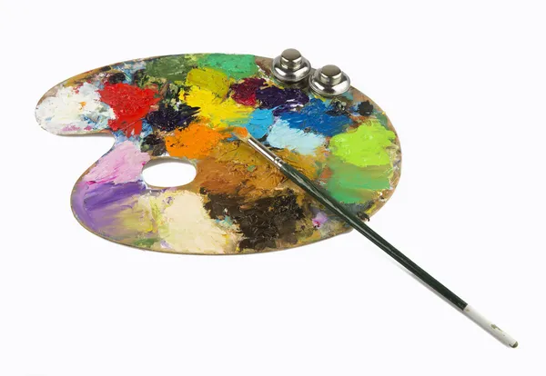 Oil drawing board with pen — Stock Photo, Image