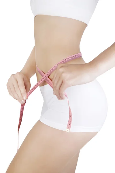 Mujer midiendo su cintura —  Fotos de Stock