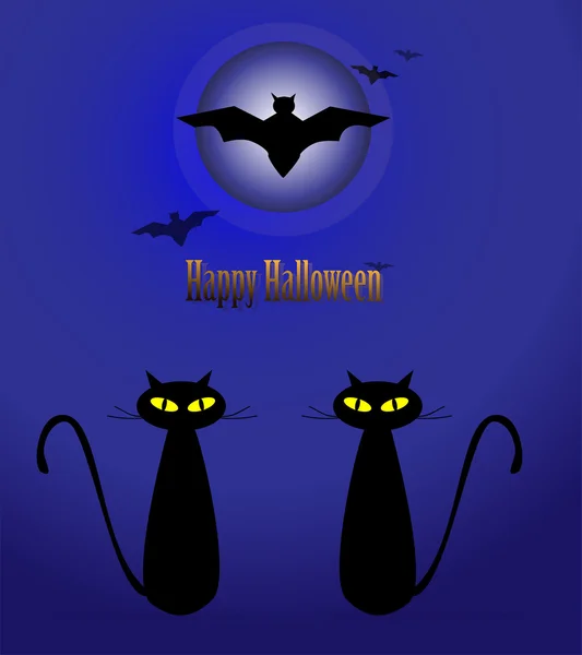 Halloween vector fondo con luna y murciélagos . — Vector de stock