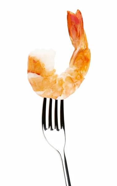 Shrimp Linguine on a fork — Stock Photo, Image