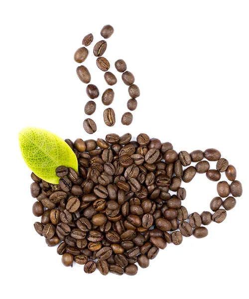 コーヒーの穀物と葉 — ストック写真