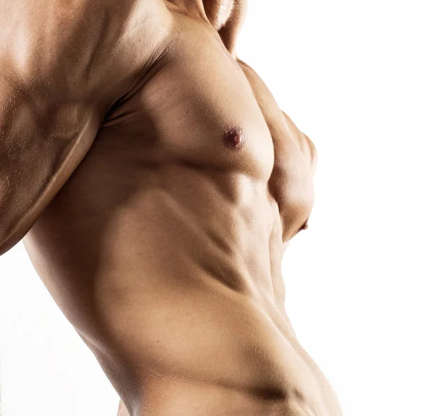 筋肉運動のスポーツマンの半分裸のセクシーな体 — ストック写真