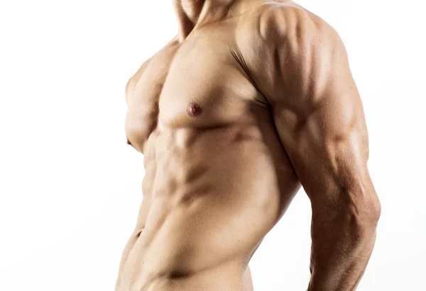 Half naked sexy body of muscular athletic sportsman — Stock Photo, Image