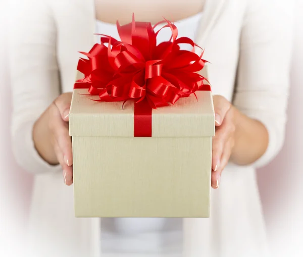 Hands holding beautiful gift box — Stock Photo, Image