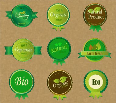 taze organik etiketleri ve öğeleri kümesi