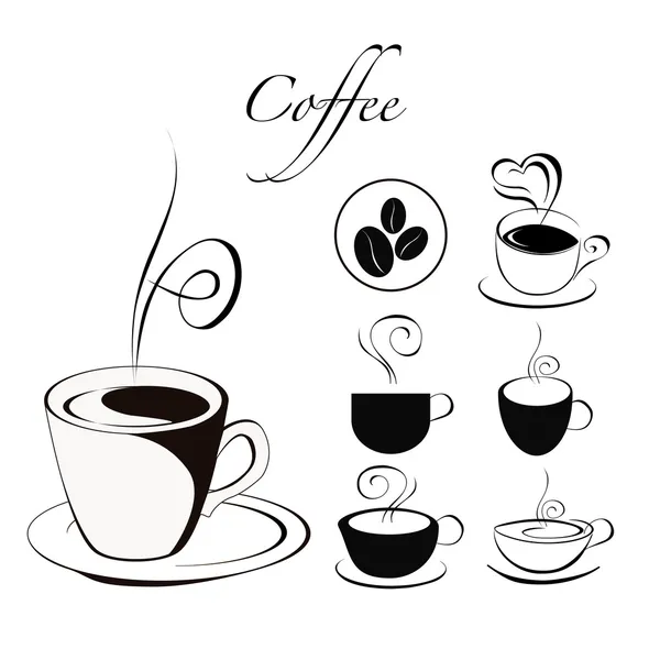 Koffie beker set. — Stockvector