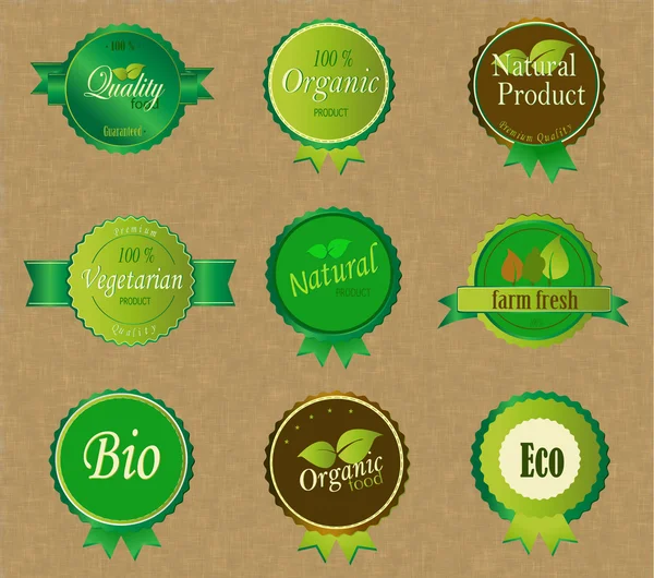 taze organik etiketleri ve öğeleri kümesi