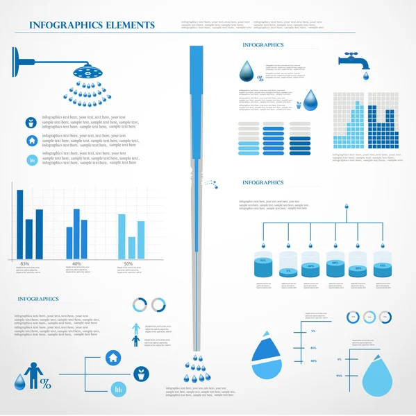 Infografías de agua. Gráficos de información . — Vector de stock