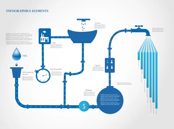 Infografías de agua. Gráficos de información . — Vector de stock