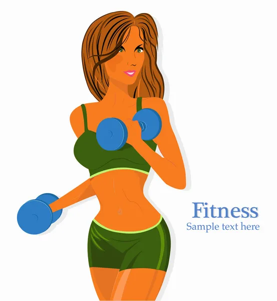 Beautiful girl exercising in a gym — Stock Vector