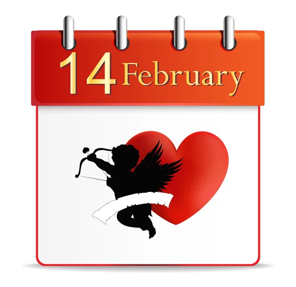 Valentines day calendar date february — Stock Vector