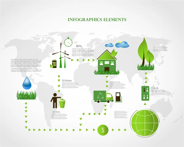 Ecología info colección de gráficos — Vector de stock