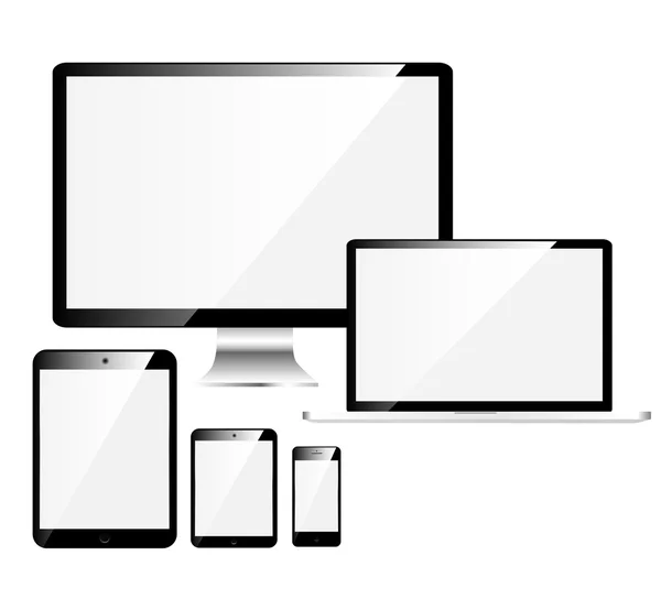 Electronic Devices with White Screens — Stock Vector