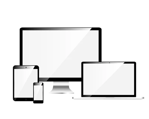 Appareils électroniques avec écrans blancs — Image vectorielle